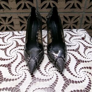 Zara Black and Gray Snakeskin Heels
